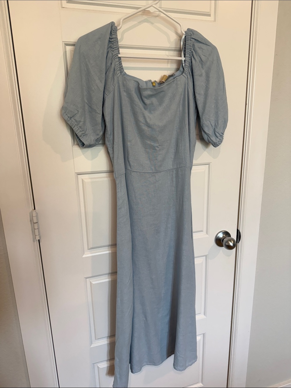 MICHAEL Michael Kors Light Blue Puff Sleeve Midi Dress